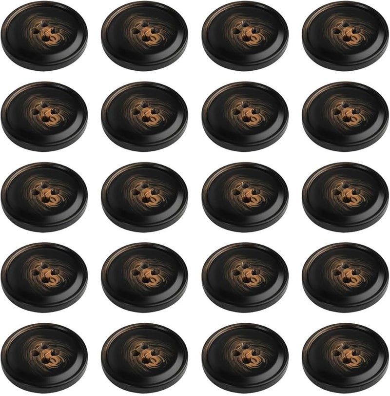 23mm Round Resin Buttons 4 Holes Flatback Sewing Buttons No2 Brown for Clothing Crafts DIY - Image 1